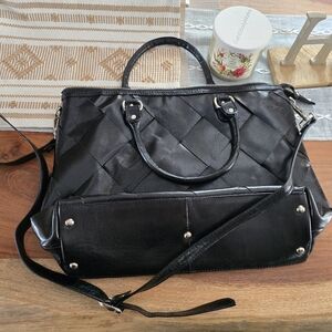 Stunning Woven Large Genuine leather Work Bag 17" x 12"